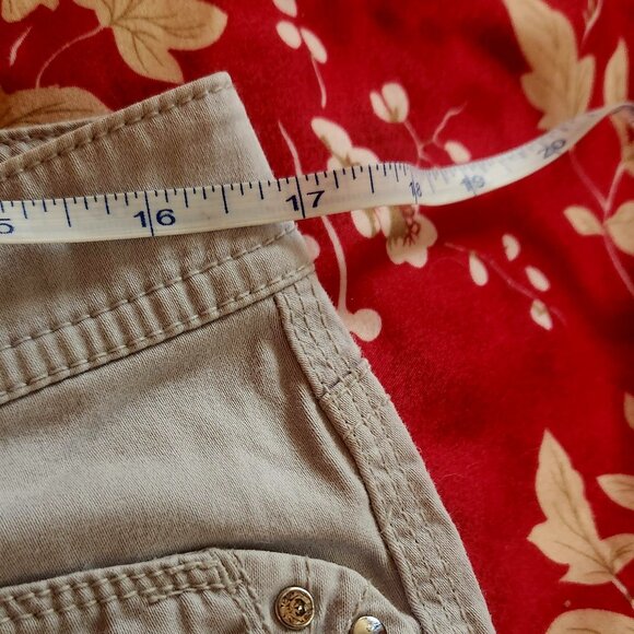 C13  Bling Cargo Pants w/ roll-up cuffs 6 Pockets Stretchy White House Black Mkt - Picture 9 of 11